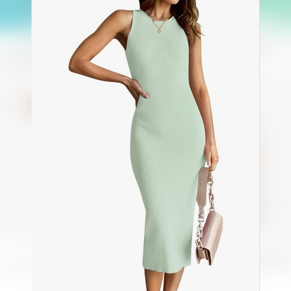 Amazon Dresses & Skirts - HAEOF Bodycon Viscose Midi Sweater Dress Sage Green Medium